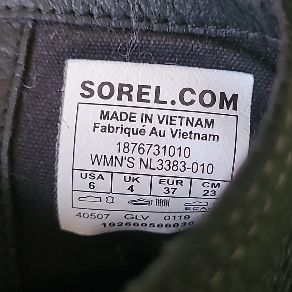 Sorel Cate Cut-out Black Full-grain Leather Bootie Ankle Boots Wmn 6 Casual